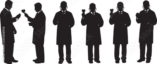 Photos Black Solid General Practitioner Acoustic Stethoscope Role Silhouettes Set of Si