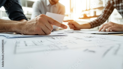 Person points at paper image shows individual indicating document focus on interaction with information