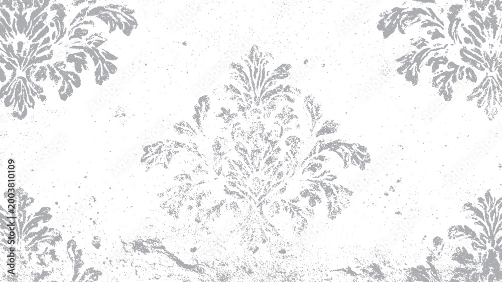 Fototapeta premium Abstract floral ornament with distressed grunge style Seamless botanical pattern with textured grunge finish