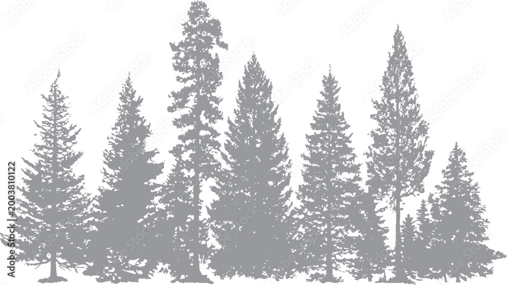 Fototapeta premium Dead tree silhouette set with distressed grunge effect