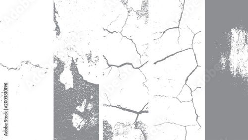 Abstract concrete overlays with damaged surface details Grunge texture pack with spray paint and stain effects