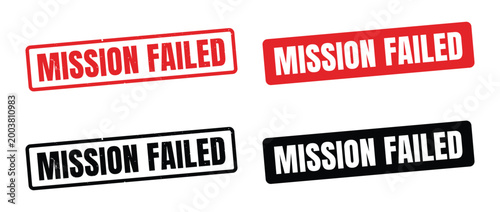 Mission failed stamp set red and black labels on transparent background high quality professional detailed modern elegant stylish clean crisp vibrant colorful digital creative
