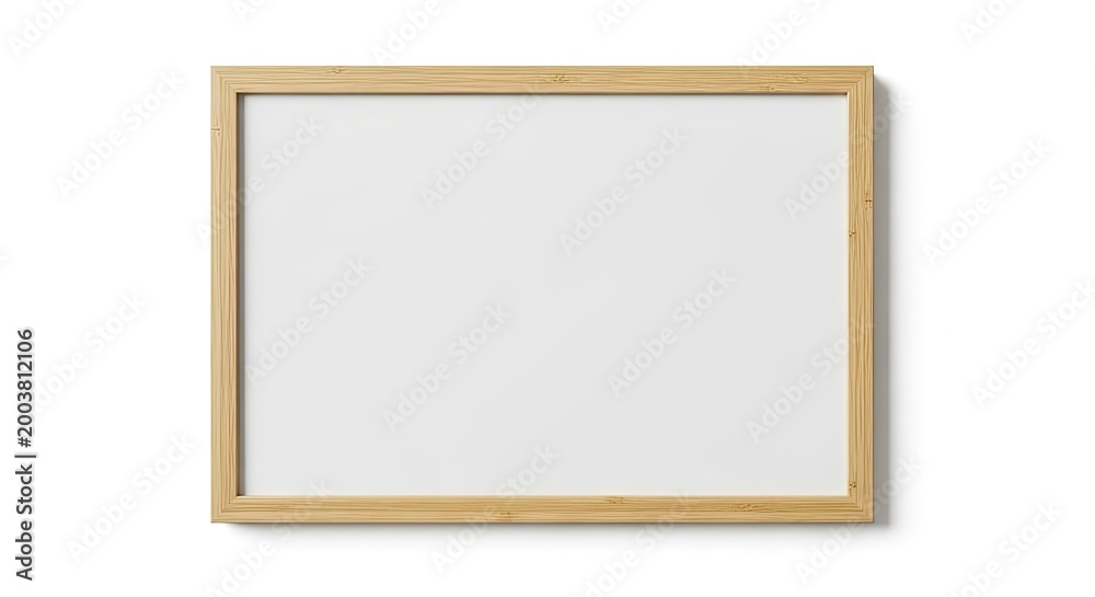 Obraz premium Minimalist White Board with Natural Bamboo Wooden Frame