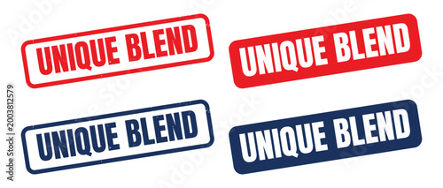Unique blend stamp in red and blue four variations on transparent background high quality professional detailed modern elegant stylish clean crisp vibrant colorful digital