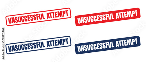 Unsuccessful attempt rubber stamps in red and blue isolated on transparent background high quality professional detailed modern elegant stylish clean crisp vibrant colorful digital