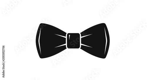 Elegant black bow tie icon on white background
