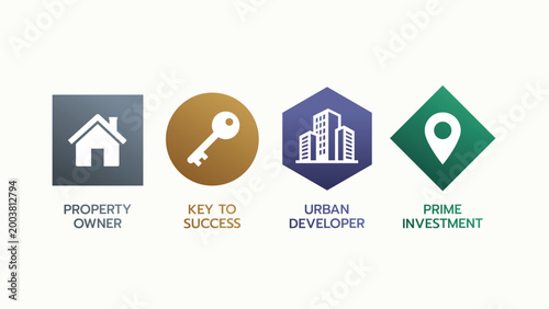 Real Estate Property Development and Prime Investment Icon Set