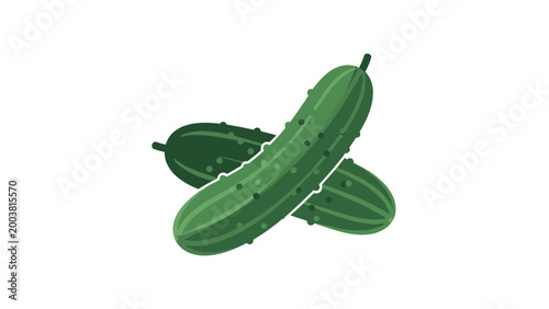 Two fresh green cucumbers with small prickles shown in a clean flat illustration style suitable for culinary and food design.