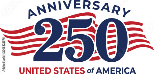 American anniversary 250 usa united states of america logo with red white and blue colors isolated on white background
