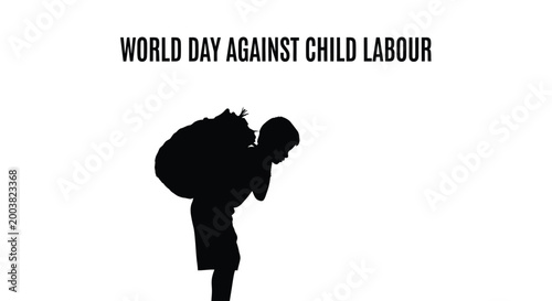 World day against child labour vector illustration graphic design showing child carrying heavy load