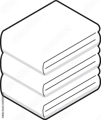 白の積み重なった3枚のタオル（主線あり）