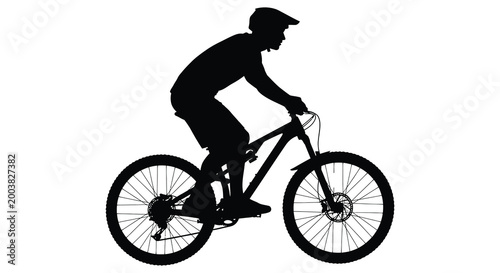 cyclist riding mountain bike silhouette high quality professional detailed modern elegant