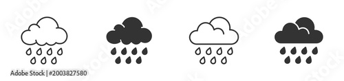 Fotografi Rain cloud icons set, Weather precipitation symbols, Rainfall forecast icons, Cl