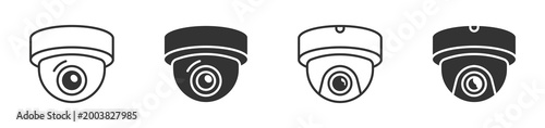 Cuadro en lienzo Security camera icons set, CCTV surveillance symbols, Monitoring system icons, V