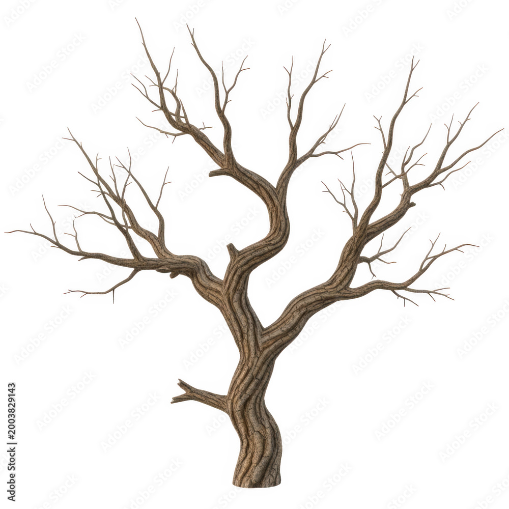 Fototapeta premium Black tree silhouette on white background vector illustration isolated on transparent background