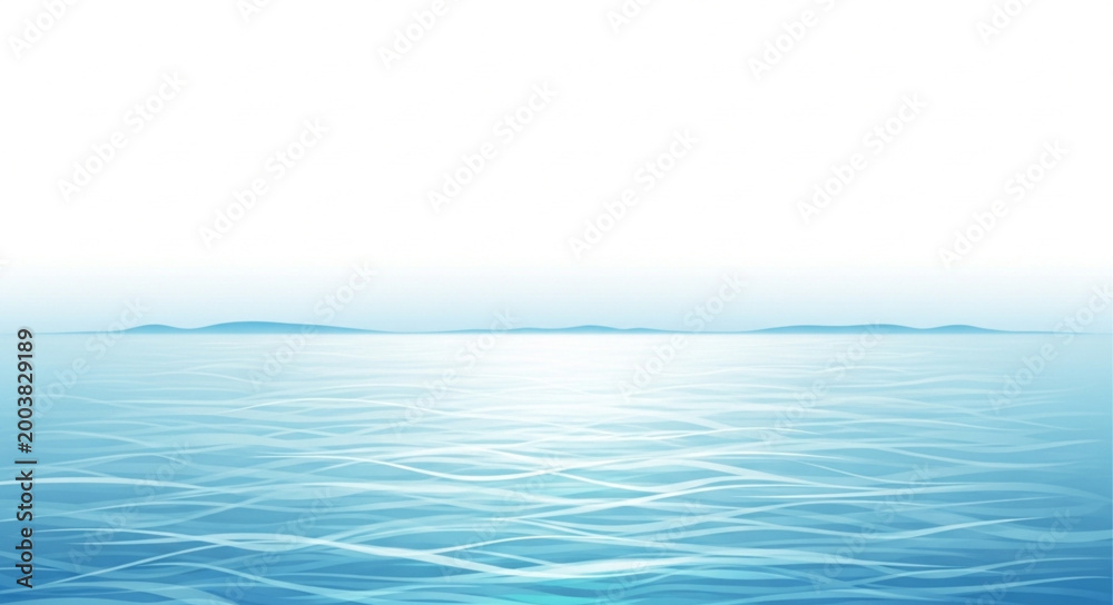 Obraz premium Calm Ocean Horizon with Distant Islands Under a Bright Sky.