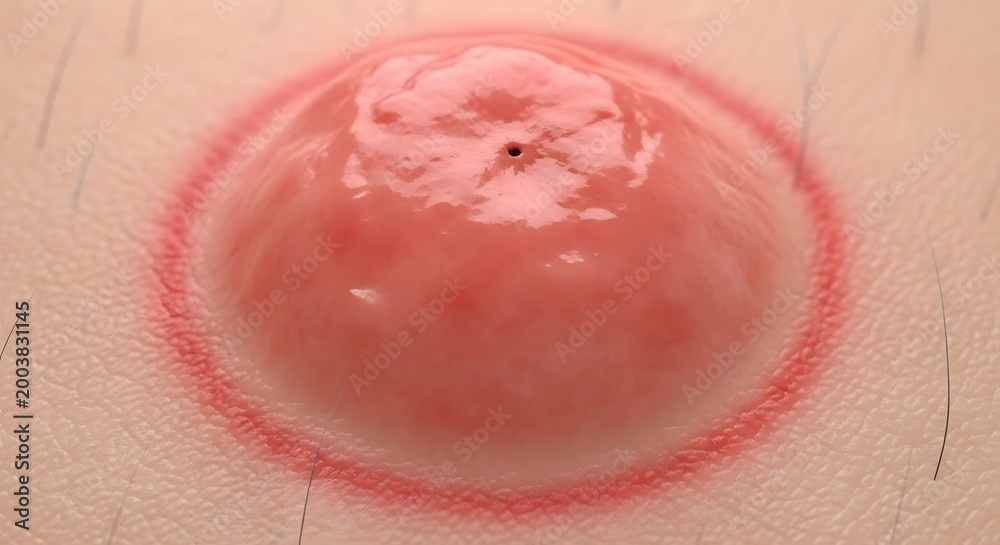 Fototapeta premium Close-Up Illustration of Inflamed Skin Abscess or Boil