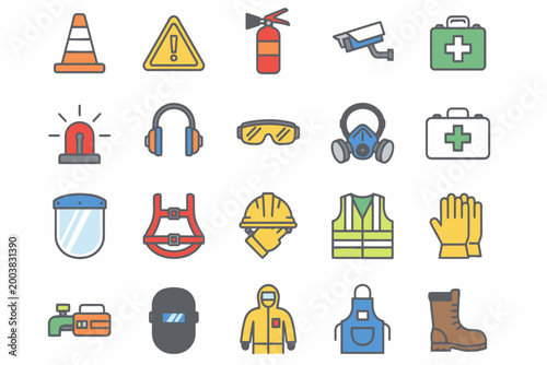 Industrial Safety PPE Icon Set for Occupational Health and Safety
