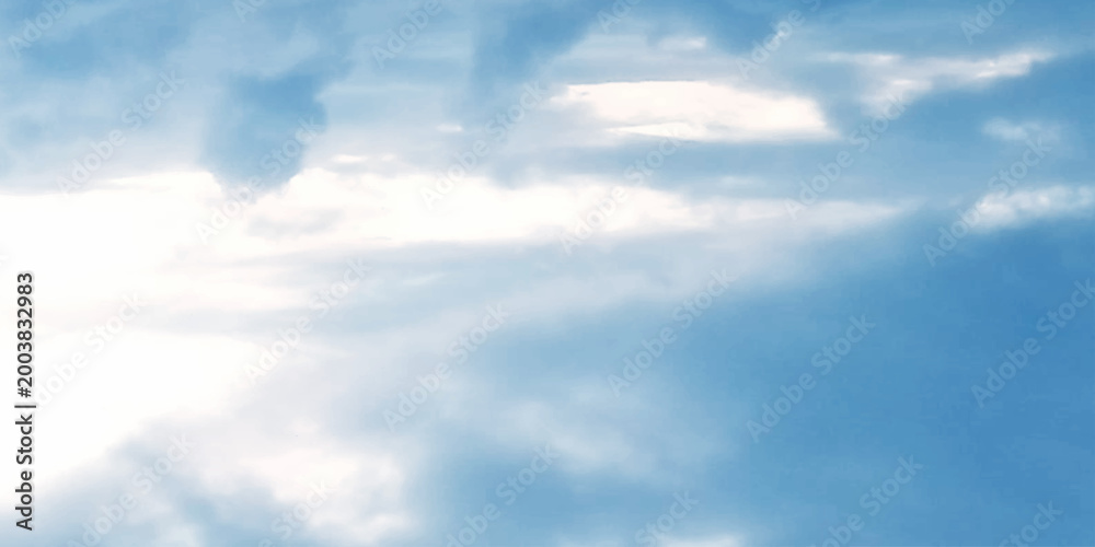 Obraz premium abstract blue sky and clouds storm summer weather watercolor wallpaper background.