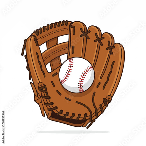 Illustration of a baseball glove holding a baseball, symbolizing the sport of baseball.