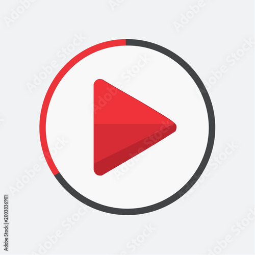Free Download Red Play Button Icon with Progress Ring - GFXLoad