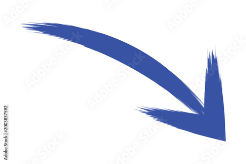 Brush stroke curved deep blue arrow sign icon texture on white background direction and planning progress symbol vector illustration