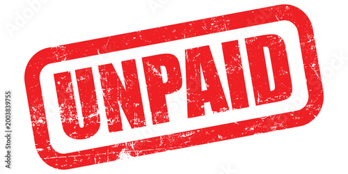 Cuadro en lienzo A bold red rubber stamp vector with the word UNPAID prominently displayed isolat