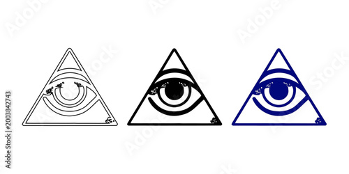 Konstfotografi Eye of Providence in Triangle Icon , All Seeing Eye of God Vector Illustration,
