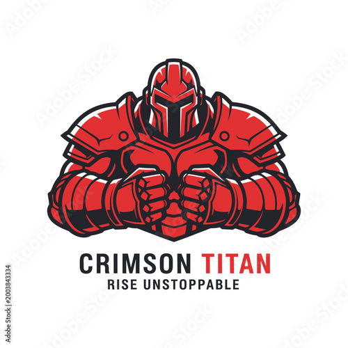 Red armor knight warrior crimson titan.