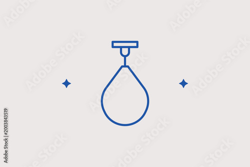 Speed bag line icon for reflex training and punching rhythm development. Rhythmic vector illustration for boxing technique tutorials and gym facility maps.