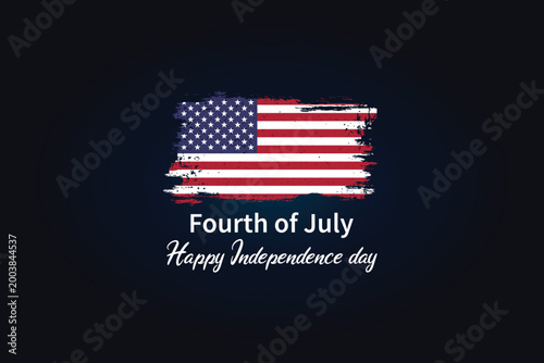 American flag illustration with distressed texture and fourth of july text
