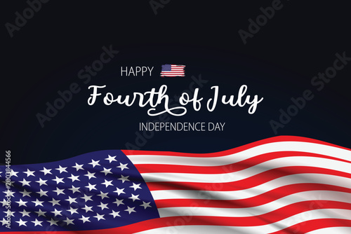 Fourth of july independence day greeting with american flag illustration