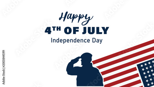 Silhouette of soldier saluting with american flag fourth of july