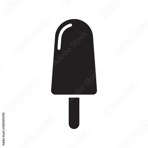 A minimalist black and white illustration of a single popsicle on a stick