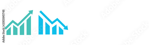 Fotografie Minimal Black Bar Chart Growth Icons, Business Analytics and Financial Progress