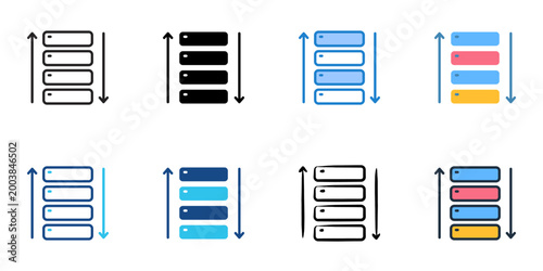 Task prioritization icons set multiple style collection. Editable stroke 

