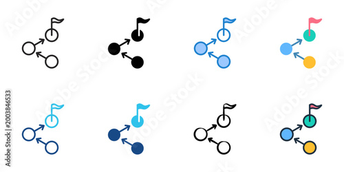 Goal tracking icons set multiple style collection. Editable stroke 
