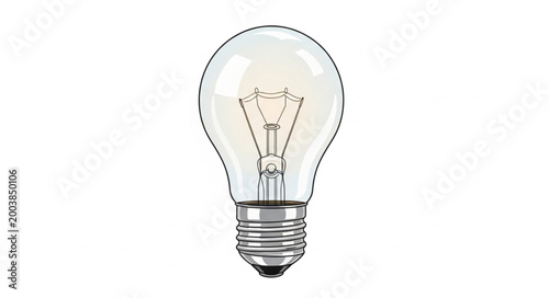 Canvastavla Clear incandescent light bulb with metal screw base.