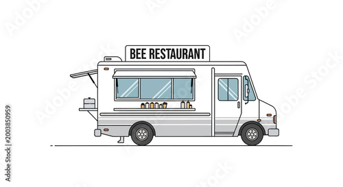 Картината върху платно Food truck for eating on wheels.