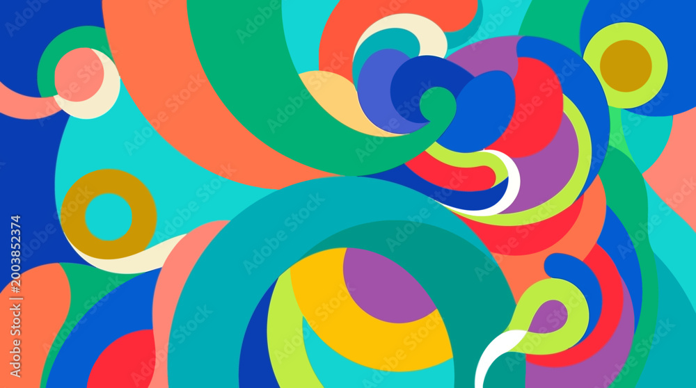 Fototapeta premium Vibrant abstract colorful swirling shapes pattern.