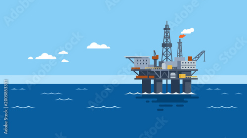 Offshore oil rig in the ocean.