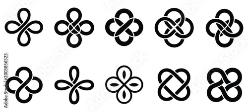 Cuadro en lienzo Interlocking loop symbols and geometric infinity knot icons, elegant continuous