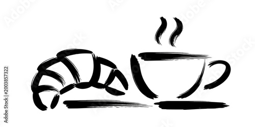 Cup of hot coffee with steam in a cup vector illustration of cafe beverage espresso morning drink icon design