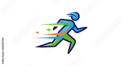 Fotografie Runner in Motion Sprinting Fast Pace.