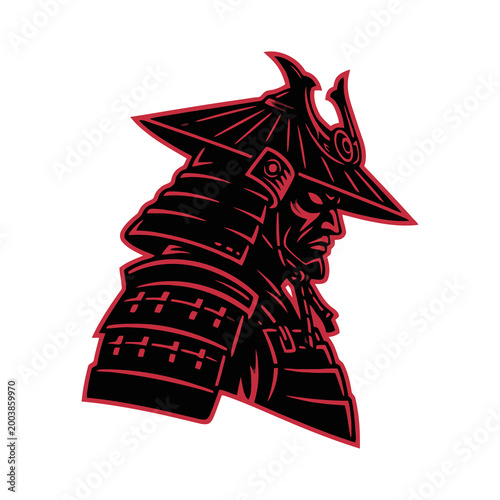 Samurai warrior in traditional helmet