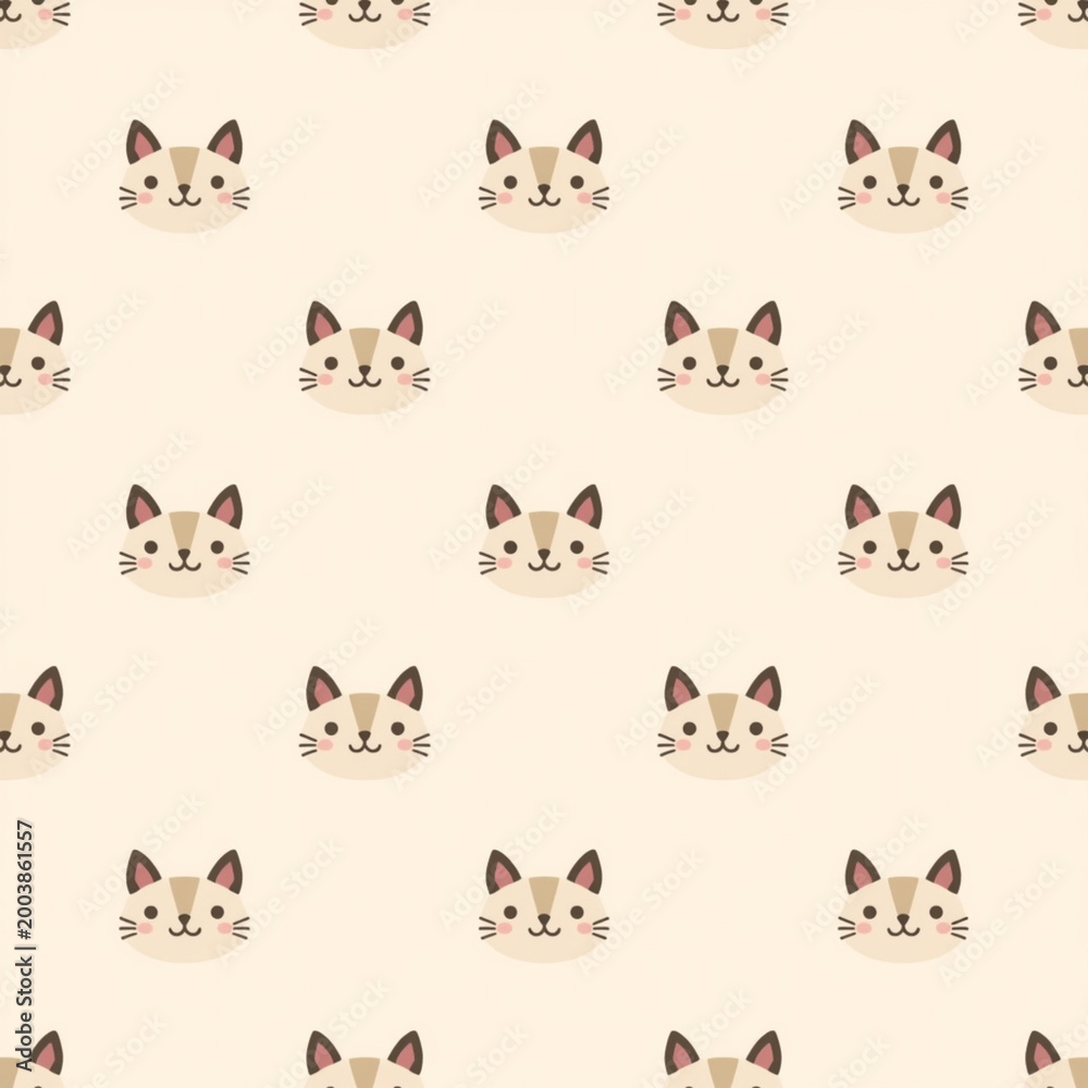 Obraz premium Cute Cat Faces Seamless Pattern Background