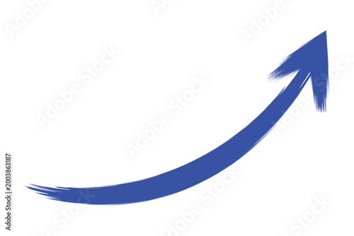 Brush stroke curved deep blue arrow sign icon texture on white background direction and planning progress symbol vector illustration