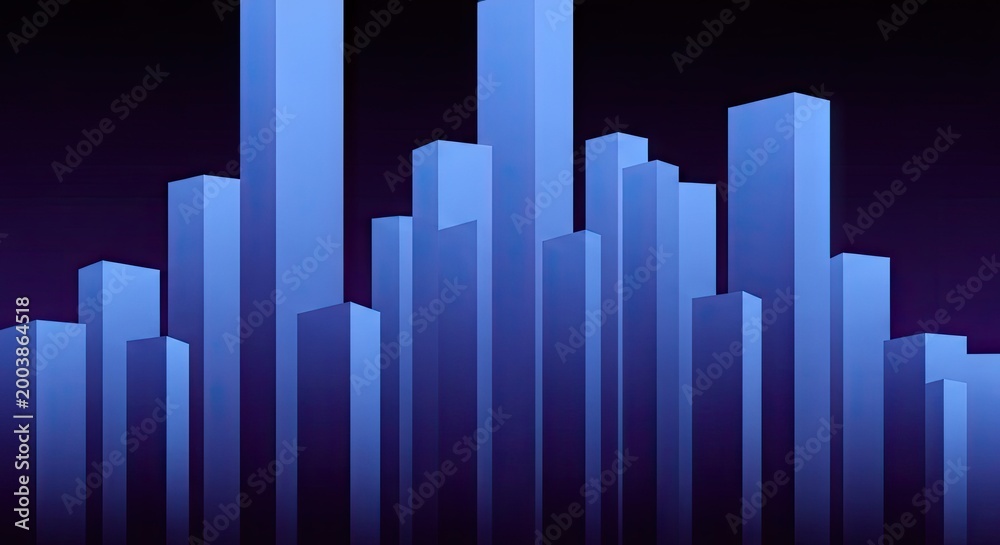 Fototapeta premium Abstract blue pillars with a gradient background suitable for data representation