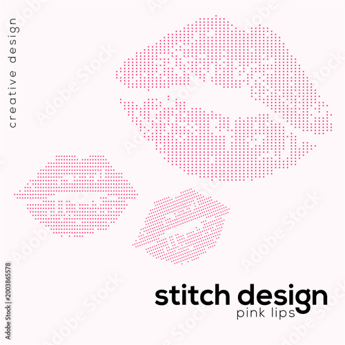 A pink glossy lipstick kiss with smiling lips in a stylish vector illustration symbolizing love beauty and sensuality