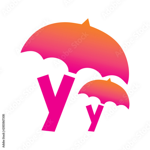 Alphabet Letters Under Colorful Umbrella Designs